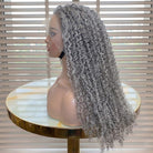 Afro Kinky Curly HD Lace Super Natural Lace Frontal Human Hair Wigs Light Charcoal Grey LINKTOWIG