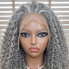 Afro Kinky Curly HD Lace Super Natural Lace Frontal Human Hair Wigs Light Charcoal Grey LINKTOWIG