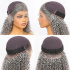 Afro Kinky Curly HD Lace Super Natural Lace Frontal Human Hair Wigs Light Charcoal Grey LINKTOWIG