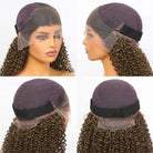 Afro Kinky Curly HD Lace Super Natural Lace Frontal Human Hair Wigs Medium Chestnut Brown LINKTOWIG