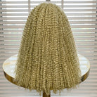 Afro Kinky Curly HD Lace Super Natural Lace Frontal Human Hair Wigs Olive Green Blonde LINKTOWIG