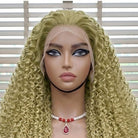 Afro Kinky Curly HD Lace Super Natural Lace Frontal Human Hair Wigs Olive Green Blonde LINKTOWIG