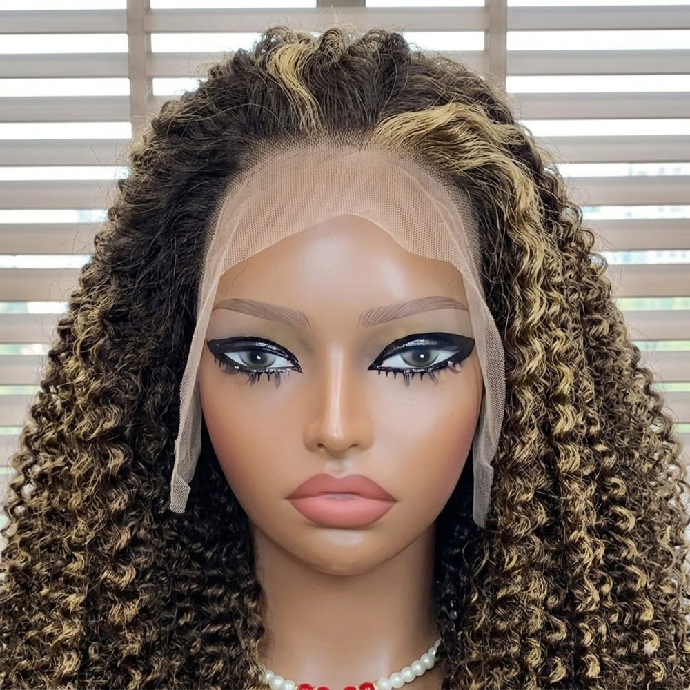 Afro Kinky Curly HD Lace Super Natural Lace Frontal Human Hair Wigs Piano Highlight Silver Grey LINKTOWIG