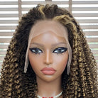 Afro Kinky Curly HD Lace Super Natural Lace Frontal Human Hair Wigs Piano Highlight Silver Grey LINKTOWIG