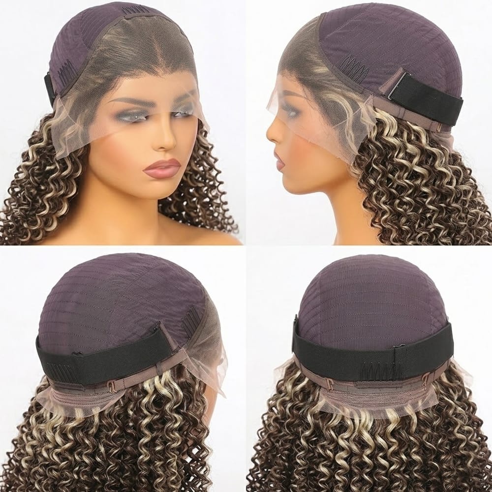 Afro Kinky Curly HD Lace Super Natural Lace Frontal Human Hair Wigs Piano Highlight Silver Grey LINKTOWIG