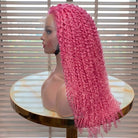 Afro Kinky Curly HD Lace Super Natural Lace Frontal Human Hair Wigs pink LINKTOWIG