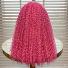 Afro Kinky Curly HD Lace Super Natural Lace Frontal Human Hair Wigs pink LINKTOWIG
