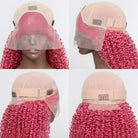 Afro Kinky Curly HD Lace Super Natural Lace Frontal Human Hair Wigs pink LINKTOWIG
