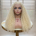 Afro Kinky Curly HD Lace Super Natural Lace Frontal Human Hair Wigs Platinum Blonde LINKTOWIG