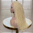 Afro Kinky Curly HD Lace Super Natural Lace Frontal Human Hair Wigs Platinum Blonde LINKTOWIG