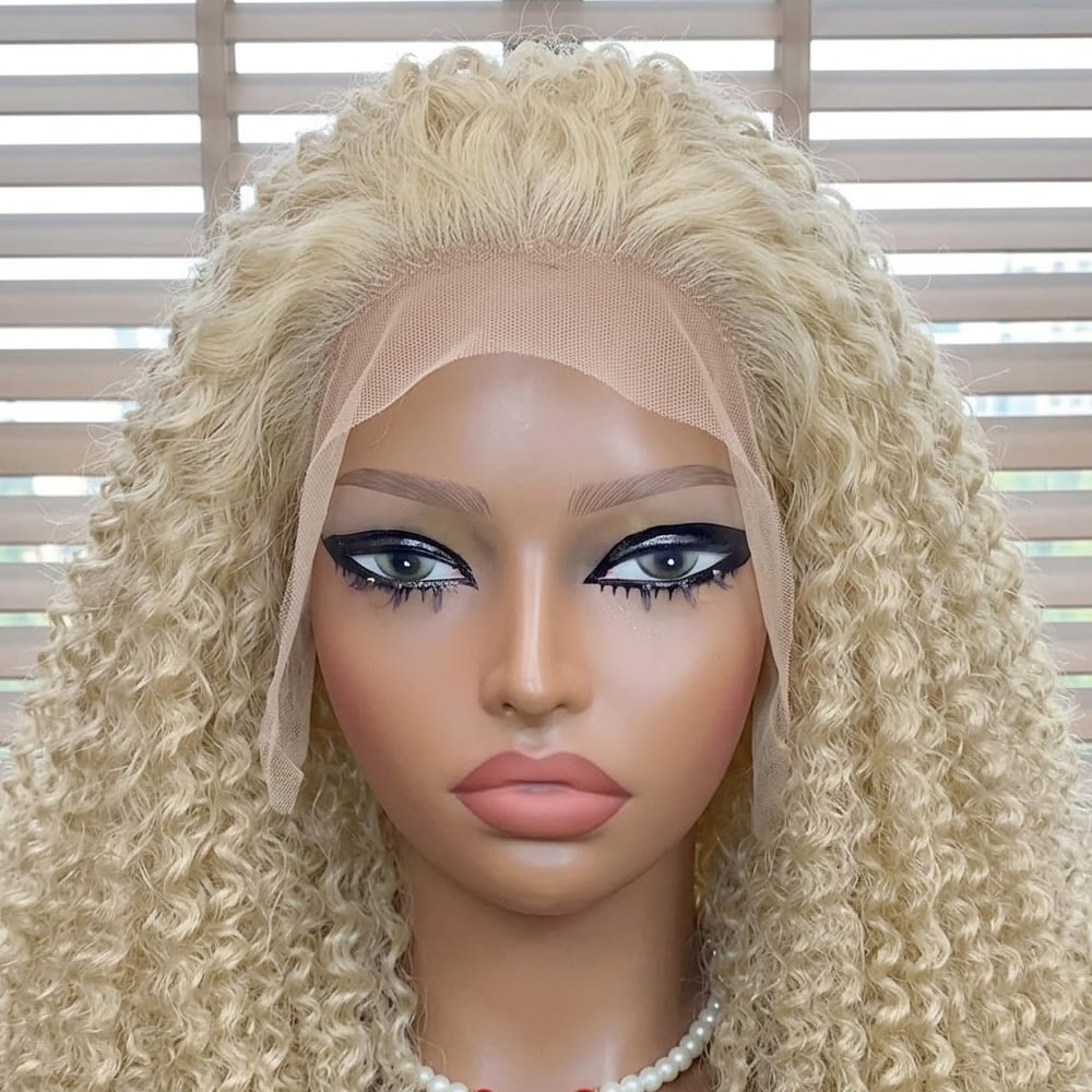 Afro Kinky Curly HD Lace Super Natural Lace Frontal Human Hair Wigs Platinum Blonde LINKTOWIG