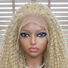 Afro Kinky Curly HD Lace Super Natural Lace Frontal Human Hair Wigs Platinum Blonde LINKTOWIG