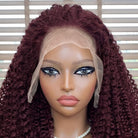 Afro Kinky Curly HD Lace Super Natural Lace Frontal Human Hair Wigs Purplish-red LINKTOWIG