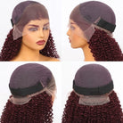 Afro Kinky Curly HD Lace Super Natural Lace Frontal Human Hair Wigs Purplish-red LINKTOWIG