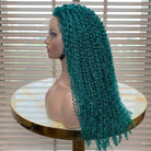 Afro Kinky Curly HD Lace Super Natural Lace Frontal Human Hair Wigs Teal Green LINKTOWIG