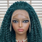 Afro Kinky Curly HD Lace Super Natural Lace Frontal Human Hair Wigs Teal Green LINKTOWIG