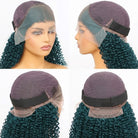 Afro Kinky Curly HD Lace Super Natural Lace Frontal Human Hair Wigs Teal Green LINKTOWIG