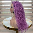 Afro Kinky Curly HD Lace Super Natural Lace Frontal Human Hair Wigs Violet Purple LINKTOWIG