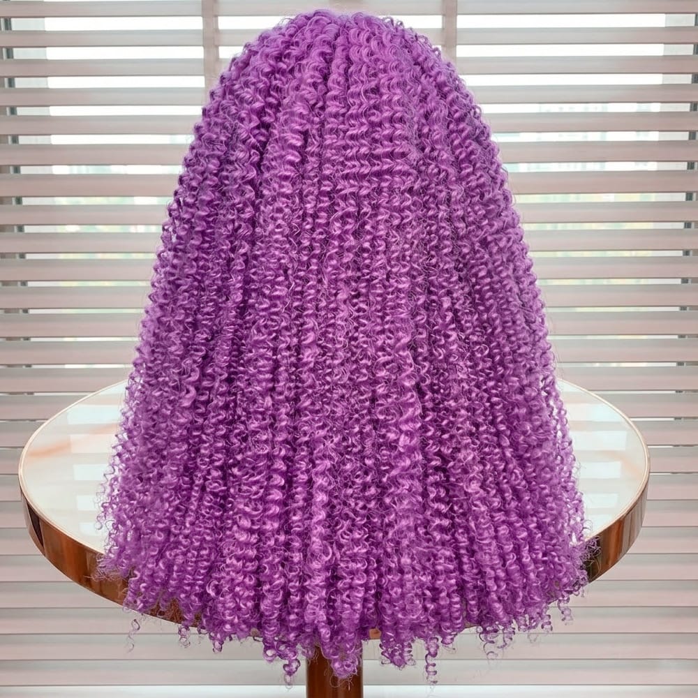 Afro Kinky Curly HD Lace Super Natural Lace Frontal Human Hair Wigs Violet Purple LINKTOWIG