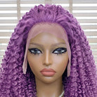 Afro Kinky Curly HD Lace Super Natural Lace Frontal Human Hair Wigs Violet Purple LINKTOWIG