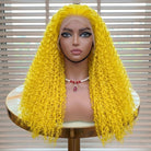 Afro Kinky Curly HD Lace Super Natural Lace Frontal Human Hair Wigs Yellow LINKTOWIG