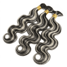 Body Wave 100% Raw Virgin  Human Hair Bundles - (No Weft) Bulk Hair  3 Bundles / Black and grey blended highlights LINKTOWIG