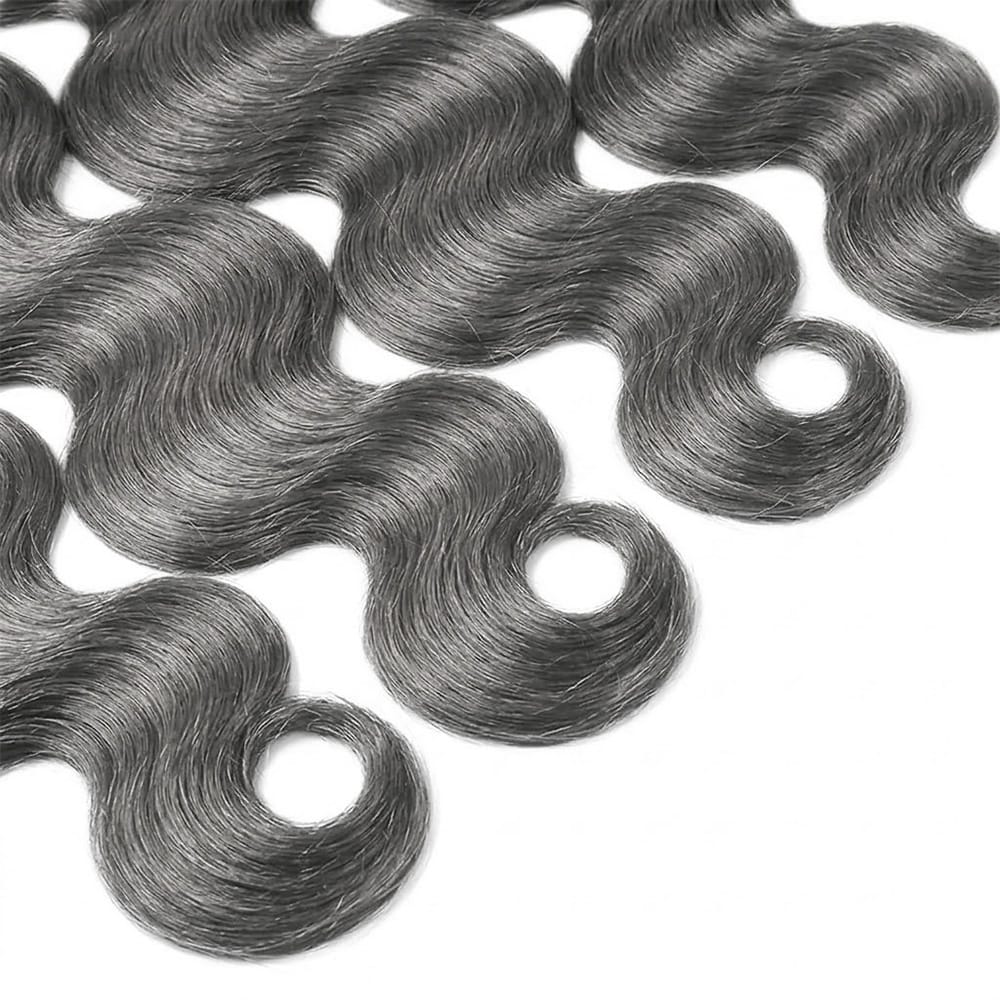Body Wave 100% Raw Virgin  Human Hair Bundles - (No Weft) Bulk Hair  3 Bundles / Charcoal Grey LINKTOWIG