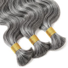 Body Wave 100% Raw Virgin  Human Hair Bundles - (No Weft) Bulk Hair  3 Bundles / Charcoal Grey LINKTOWIG
