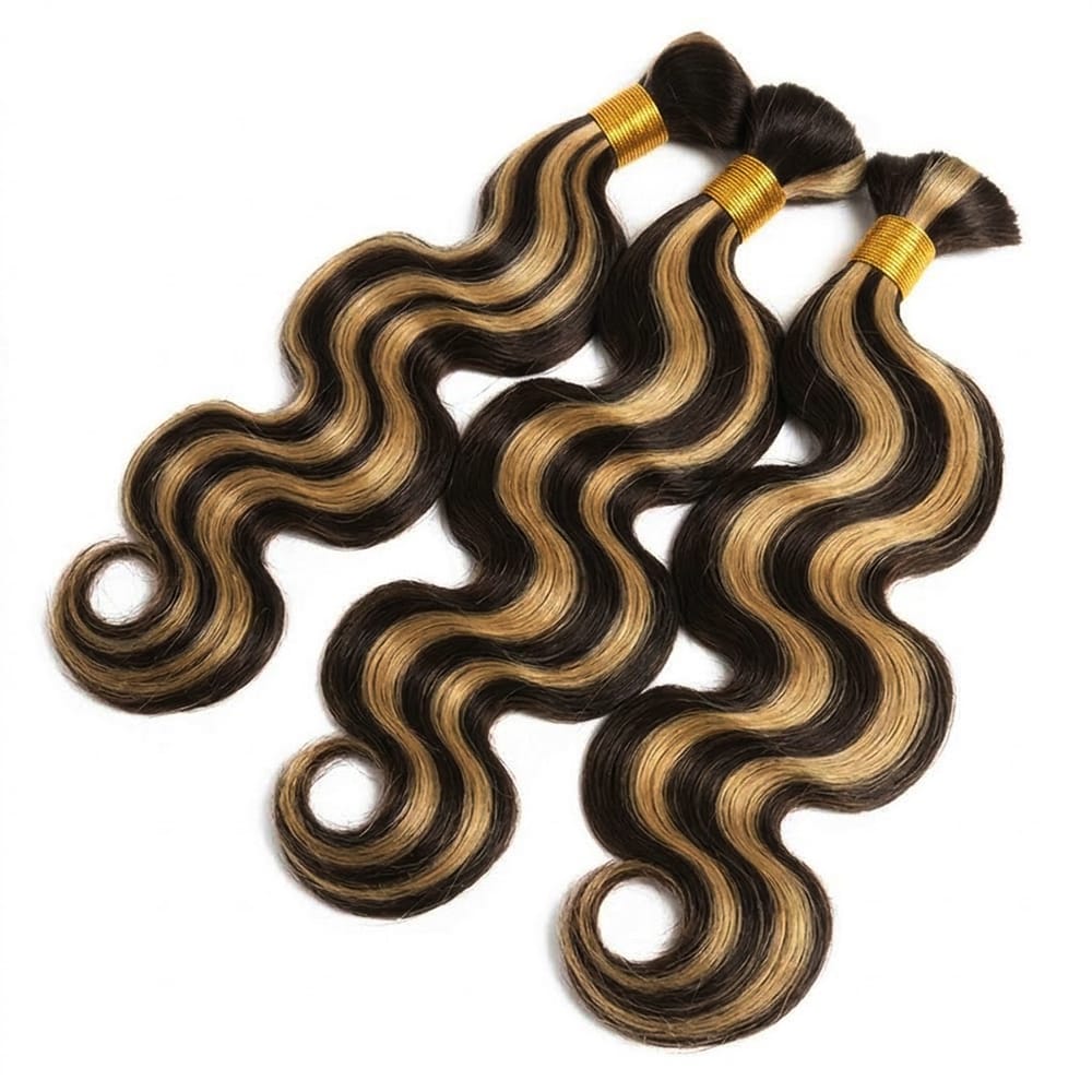 Body Wave 100% Raw Virgin  Human Hair Bundles - (No Weft) Bulk Hair  3 Bundles / Chocolate Brown LINKTOWIG