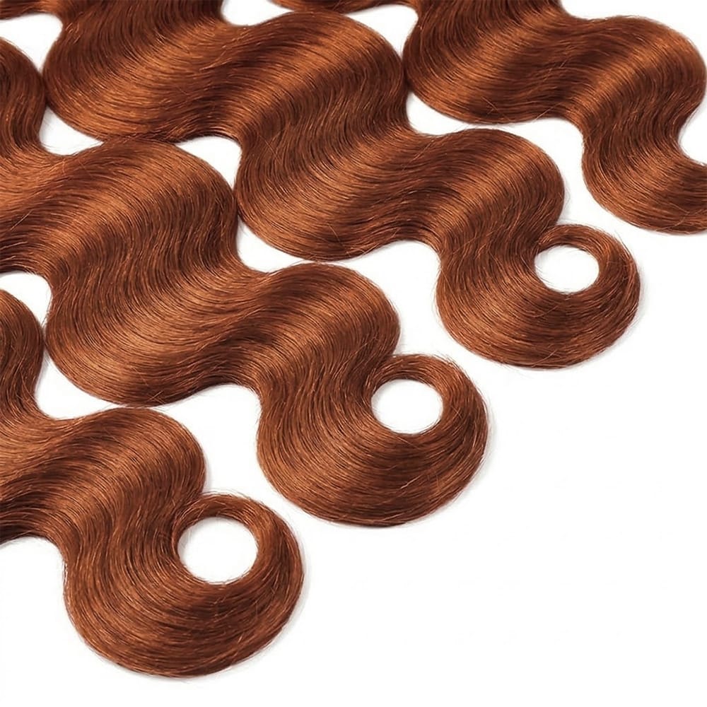 Body Wave 100% Raw Virgin  Human Hair Bundles - (No Weft) Bulk Hair  3 Bundles / Copper Orange LINKTOWIG