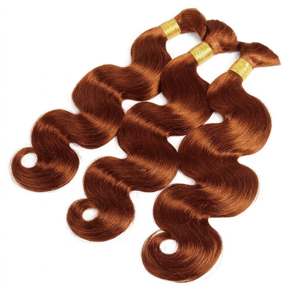 Body Wave 100% Raw Virgin  Human Hair Bundles - (No Weft) Bulk Hair  3 Bundles / Copper Orange LINKTOWIG