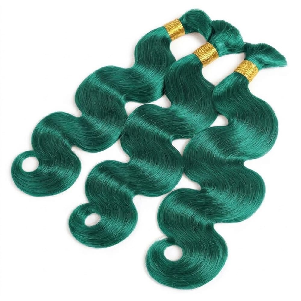 Body Wave 100% Raw Virgin  Human Hair Bundles - (No Weft) Bulk Hair  3 Bundles / Dark Emerald Green LINKTOWIG