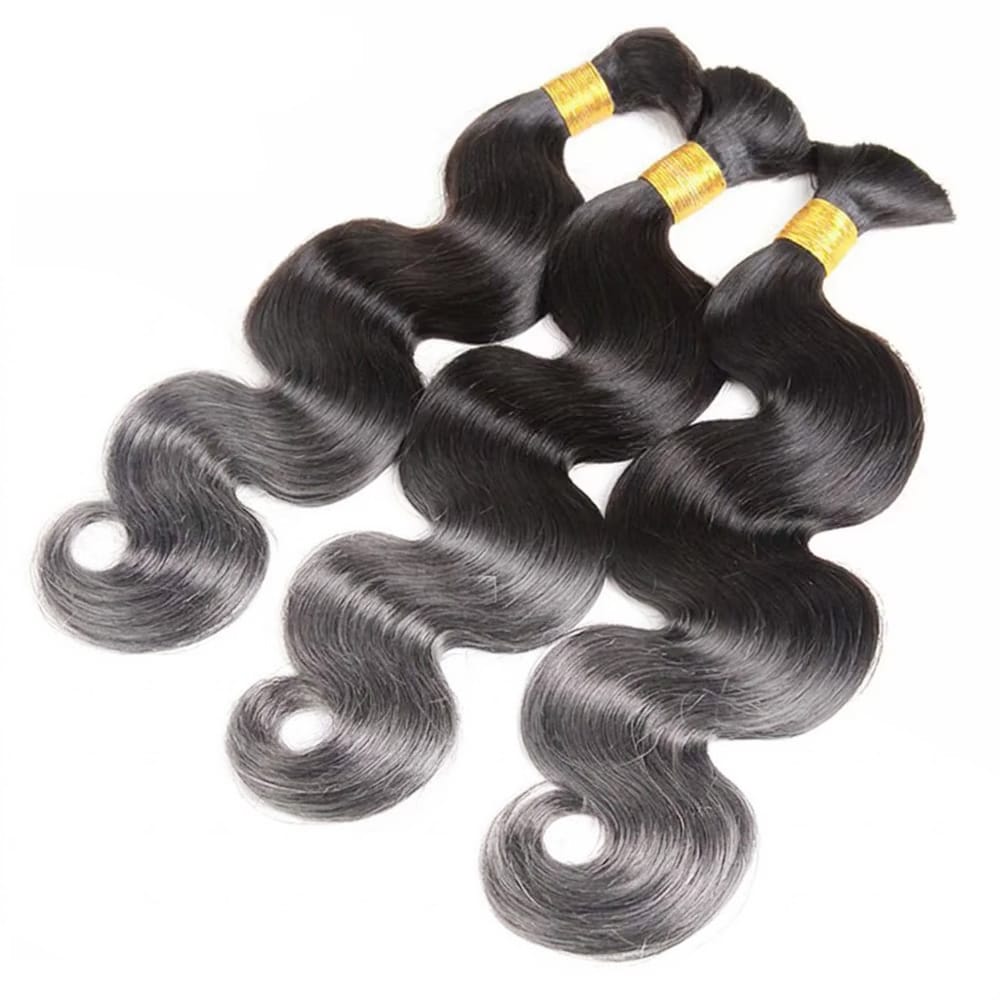 Body Wave 100% Raw Virgin  Human Hair Bundles - (No Weft) Bulk Hair  3 Bundles / Dark Roots LINKTOWIG