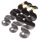 Body Wave 100% Raw Virgin  Human Hair Bundles - (No Weft) Bulk Hair  3 Bundles / Dark Roots LINKTOWIG