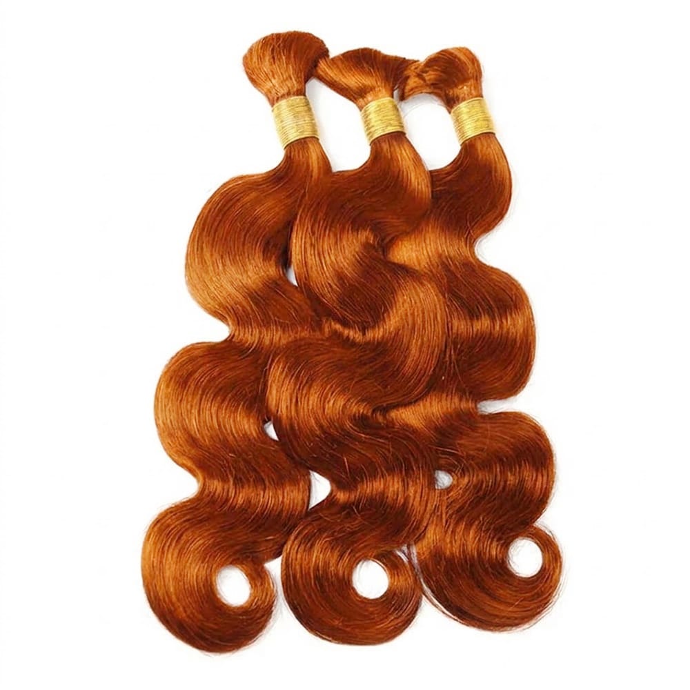 Body Wave 100% Raw Virgin  Human Hair Bundles - (No Weft) Bulk Hair  3 Bundles / Ginger Orange LINKTOWIG