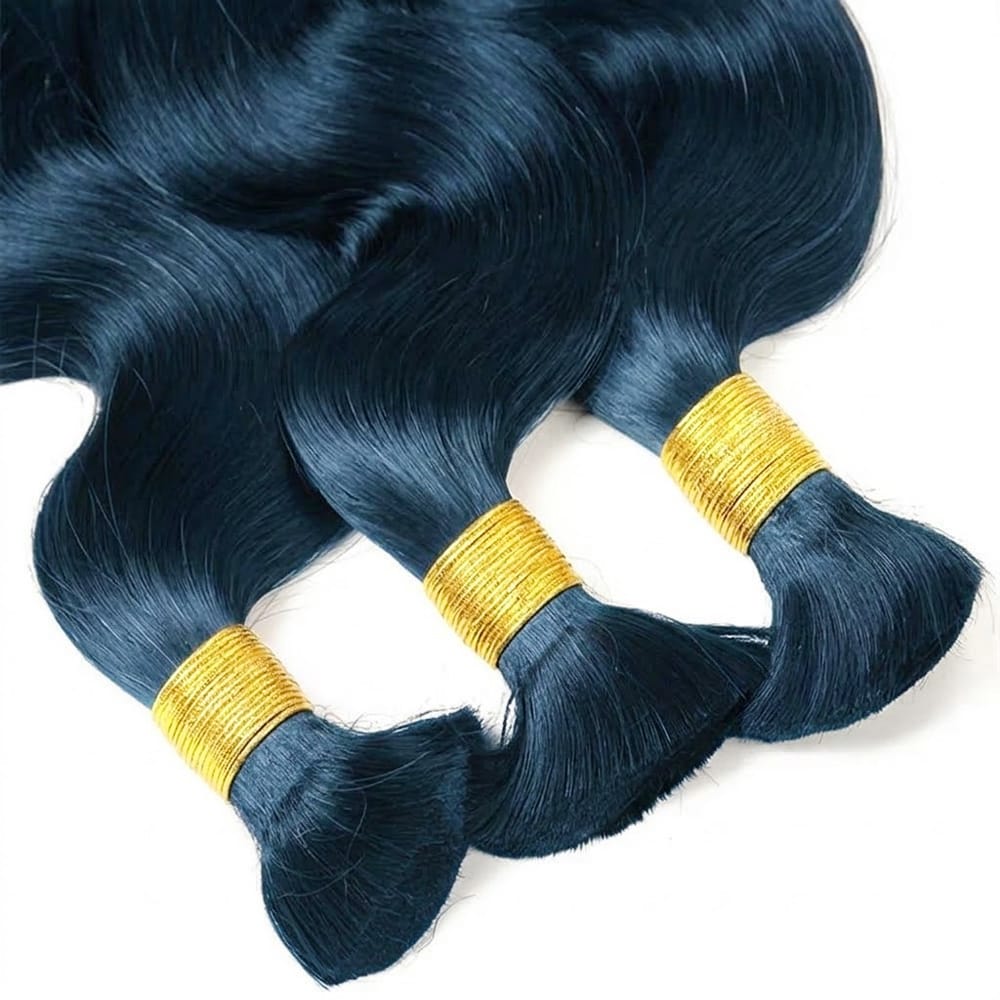 Body Wave 100% Raw Virgin  Human Hair Bundles - (No Weft) Bulk Hair  3 Bundles / Midnight Blue LINKTOWIG