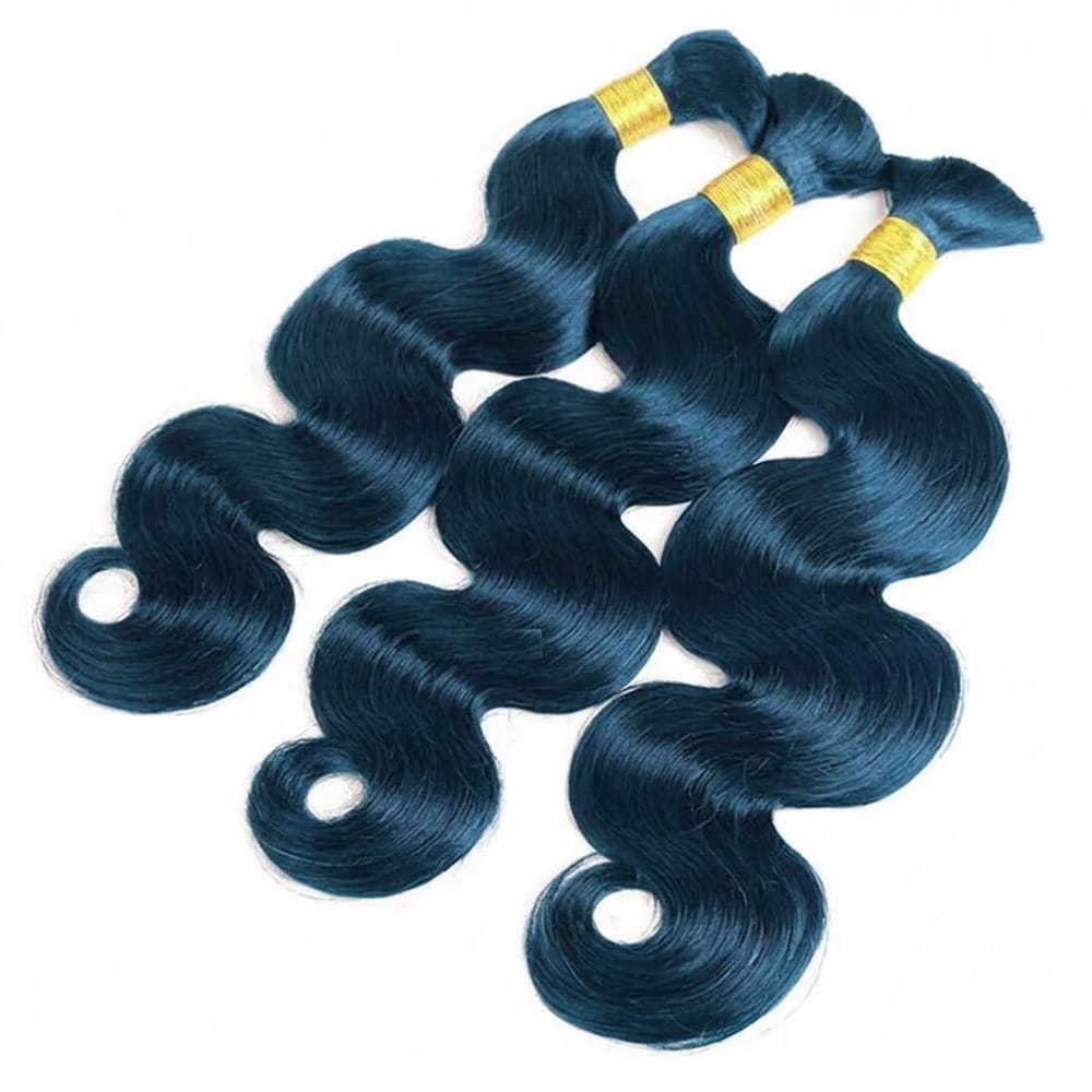 Body Wave 100% Raw Virgin  Human Hair Bundles - (No Weft) Bulk Hair  3 Bundles / Midnight Blue LINKTOWIG