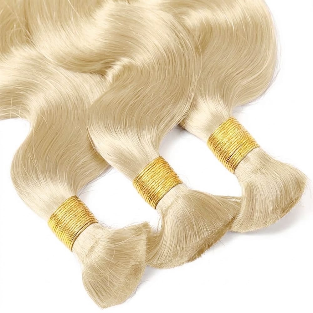 Body Wave 100% Raw Virgin  Human Hair Bundles - (No Weft) Bulk Hair  3 Bundles / Platinum Blonde LINKTOWIG
