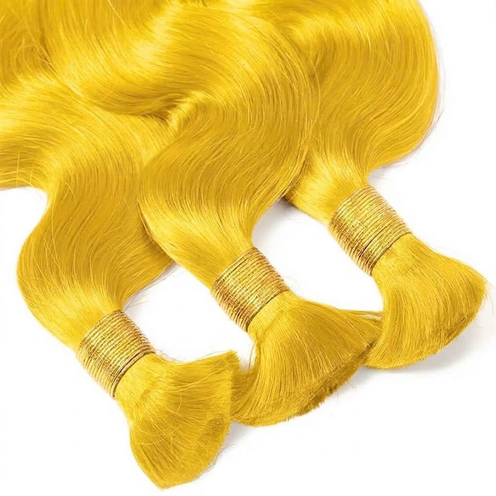 Body Wave 100% Raw Virgin  Human Hair Bundles - (No Weft) Bulk Hair  3 Bundles / Yellow LINKTOWIG