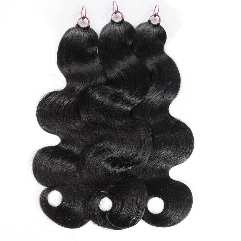 Body Wave Hair Bundles / Feather Hair Extensions — 100% Virgin Human Hair / Black LINKTOWIG