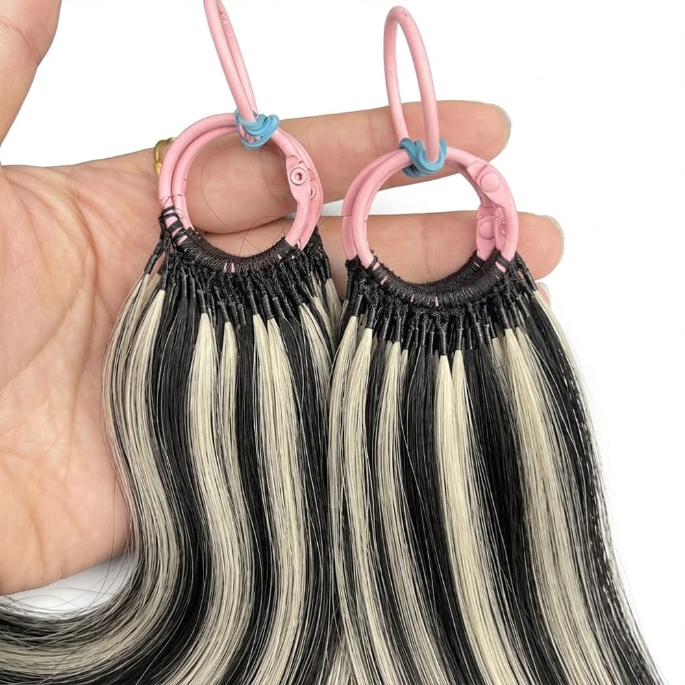 Body Wave Hair Bundles / Feather Hair Extensions — 100% Virgin Human Hair / Black and grey blended highlights LINKTOWIG