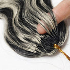 Body Wave Hair Bundles / Feather Hair Extensions — 100% Virgin Human Hair / Black and grey blended highlights LINKTOWIG