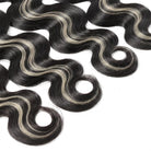 Body Wave Hair Bundles / Feather Hair Extensions — 100% Virgin Human Hair / Black and grey blended highlights LINKTOWIG