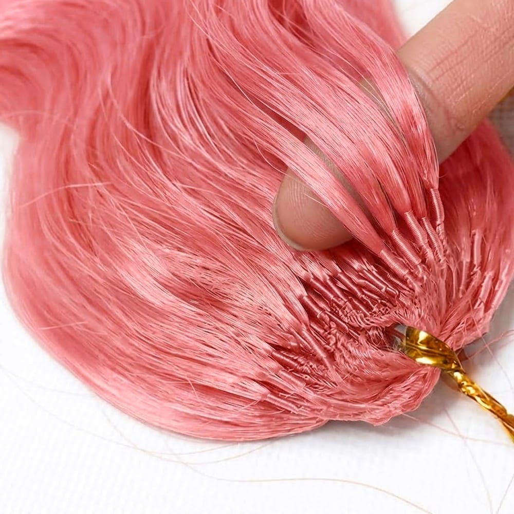 Body Wave Hair Bundles / Feather Hair Extensions — 100% Virgin Human Hair / Bubblegum Pink LINKTOWIG