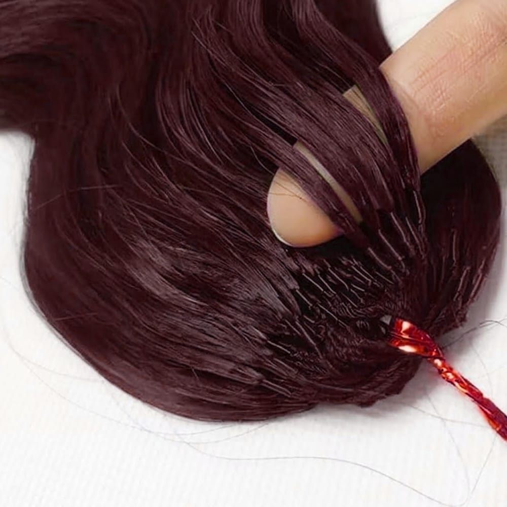 Body Wave Hair Bundles / Feather Hair Extensions — 100% Virgin Human Hair / Burgundy LINKTOWIG