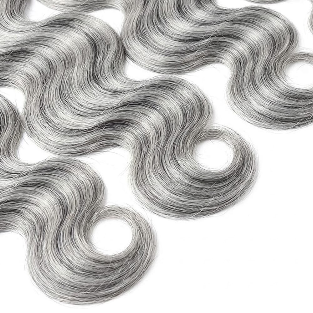 Body Wave Hair Bundles / Feather Hair Extensions — 100% Virgin Human Hair / Charcoal Grey LINKTOWIG