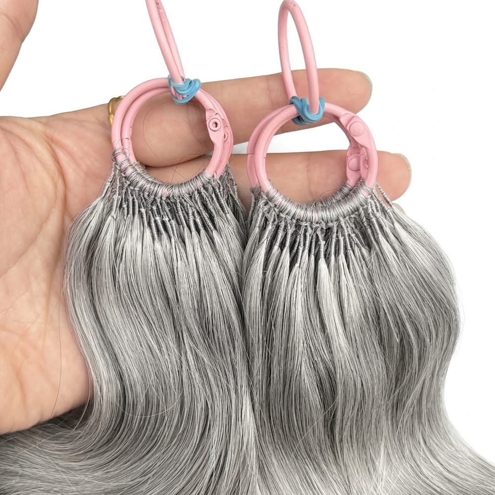 Body Wave Hair Bundles / Feather Hair Extensions — 100% Virgin Human Hair / Charcoal Grey LINKTOWIG