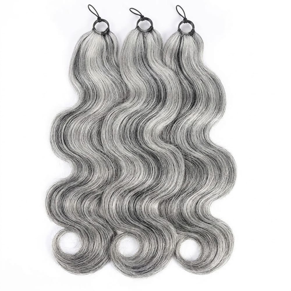 Body Wave Hair Bundles / Feather Hair Extensions — 100% Virgin Human Hair / Charcoal Grey LINKTOWIG