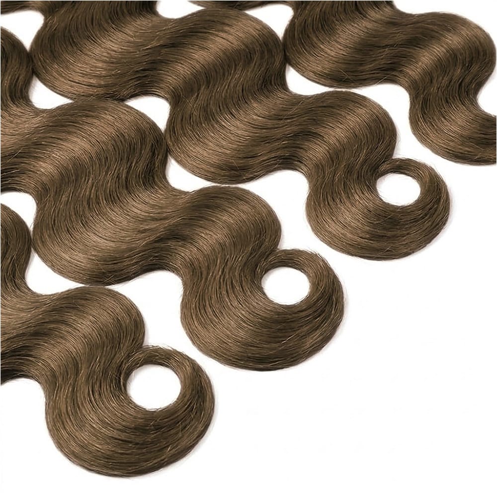 Body Wave Hair Bundles / Feather Hair Extensions — 100% Virgin Human Hair / Chocolate Brown LINKTOWIG