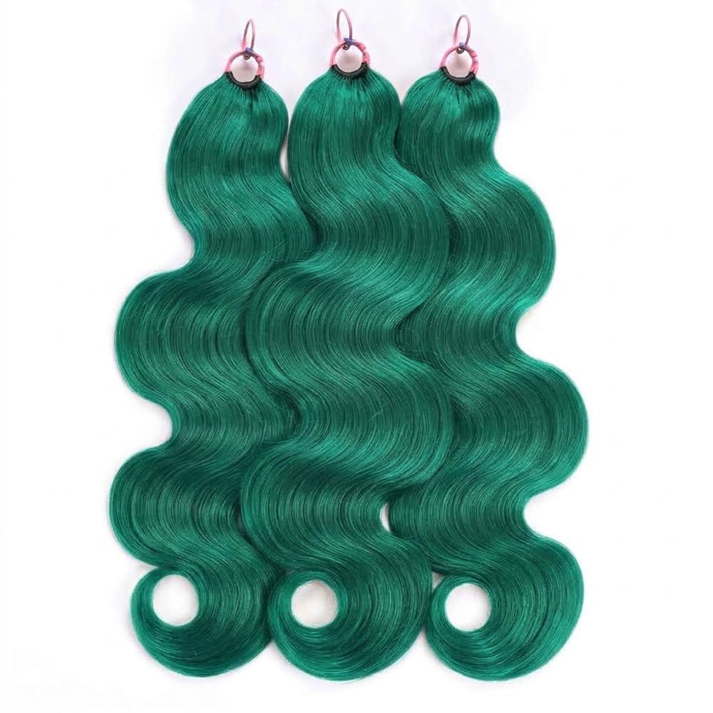 Body Wave Hair Bundles / Feather Hair Extensions — 100% Virgin Human Hair / Dark Emerald Green LINKTOWIG